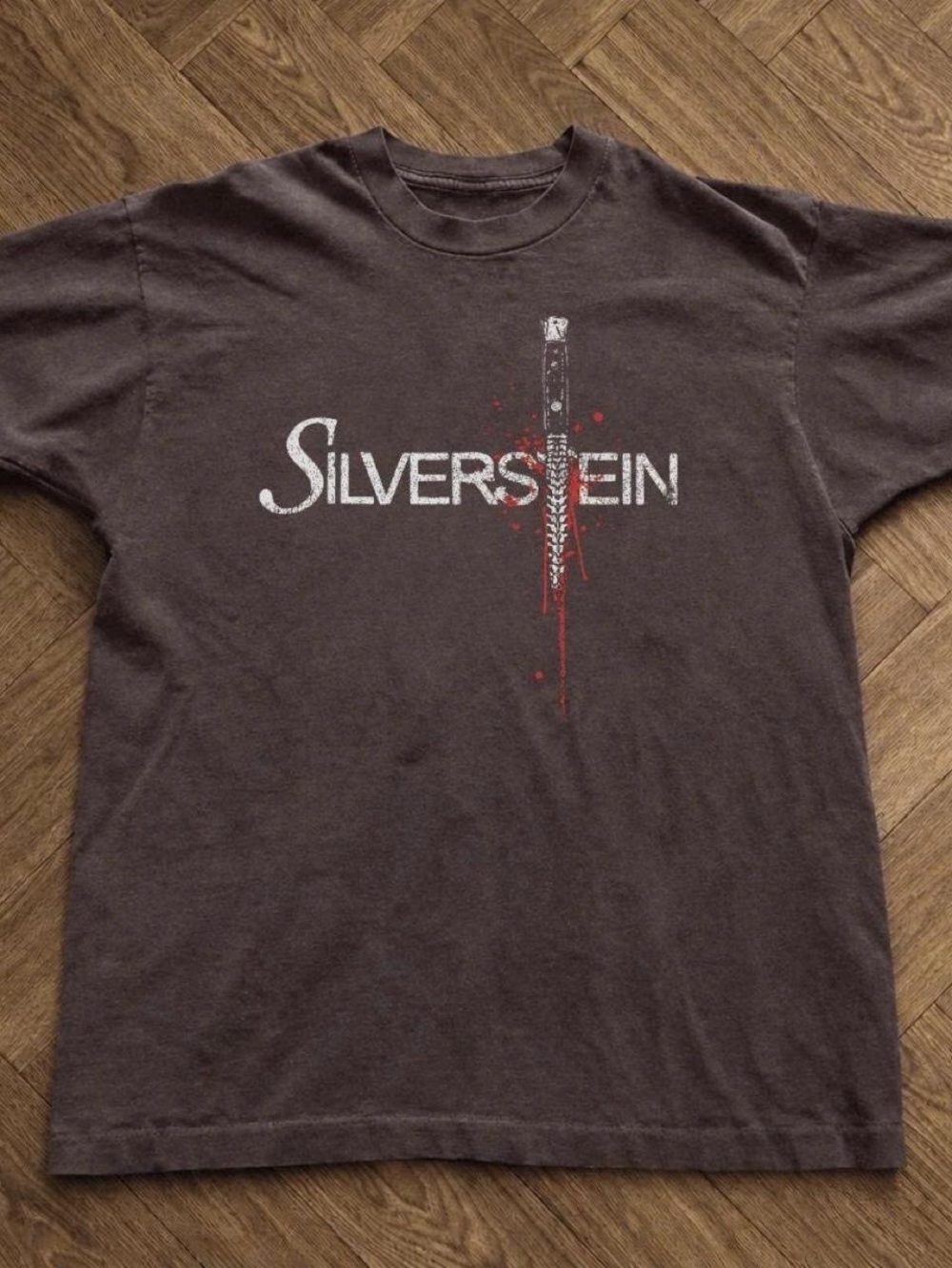 Gildan Dark Chocolate Tee with White and Red Silverstein Logo